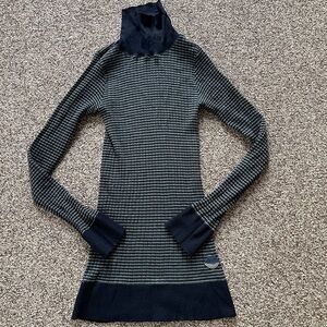 Vintage 90s Sonia Rykiel Turtleneck Ribbed Blue Lips Striped Sweater Top XS